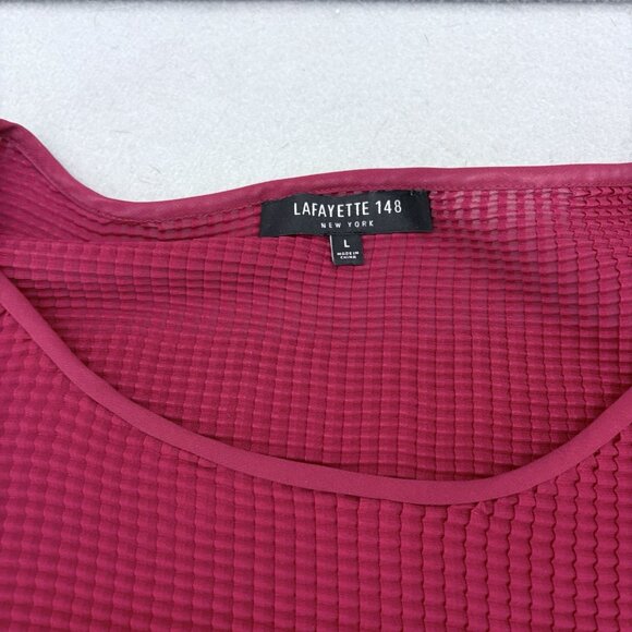 Lafayette 148 New York Red Top‎ Womens SZ Large Semi Sheer texture Professional - Picture 9 of 10